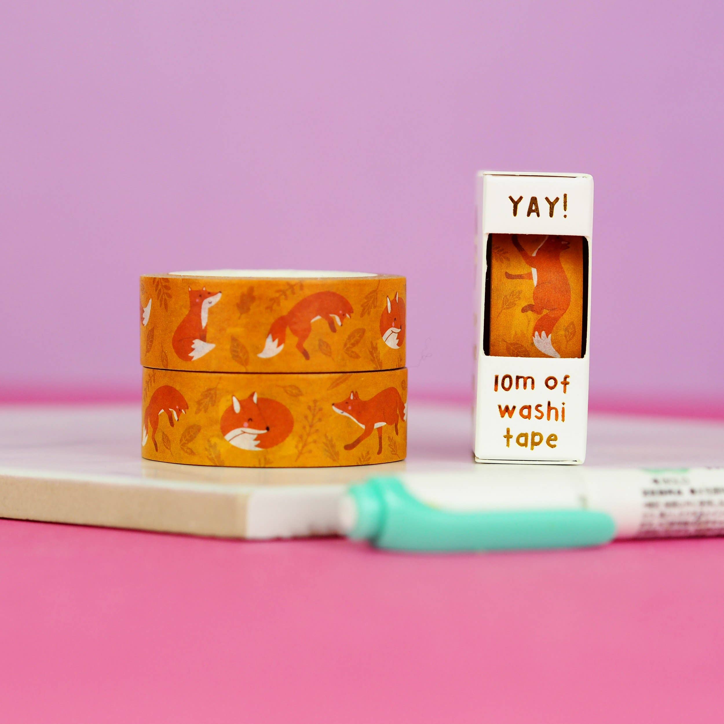 Foxes Orange Autumn Washi Tape | Nutmeg and Arlo