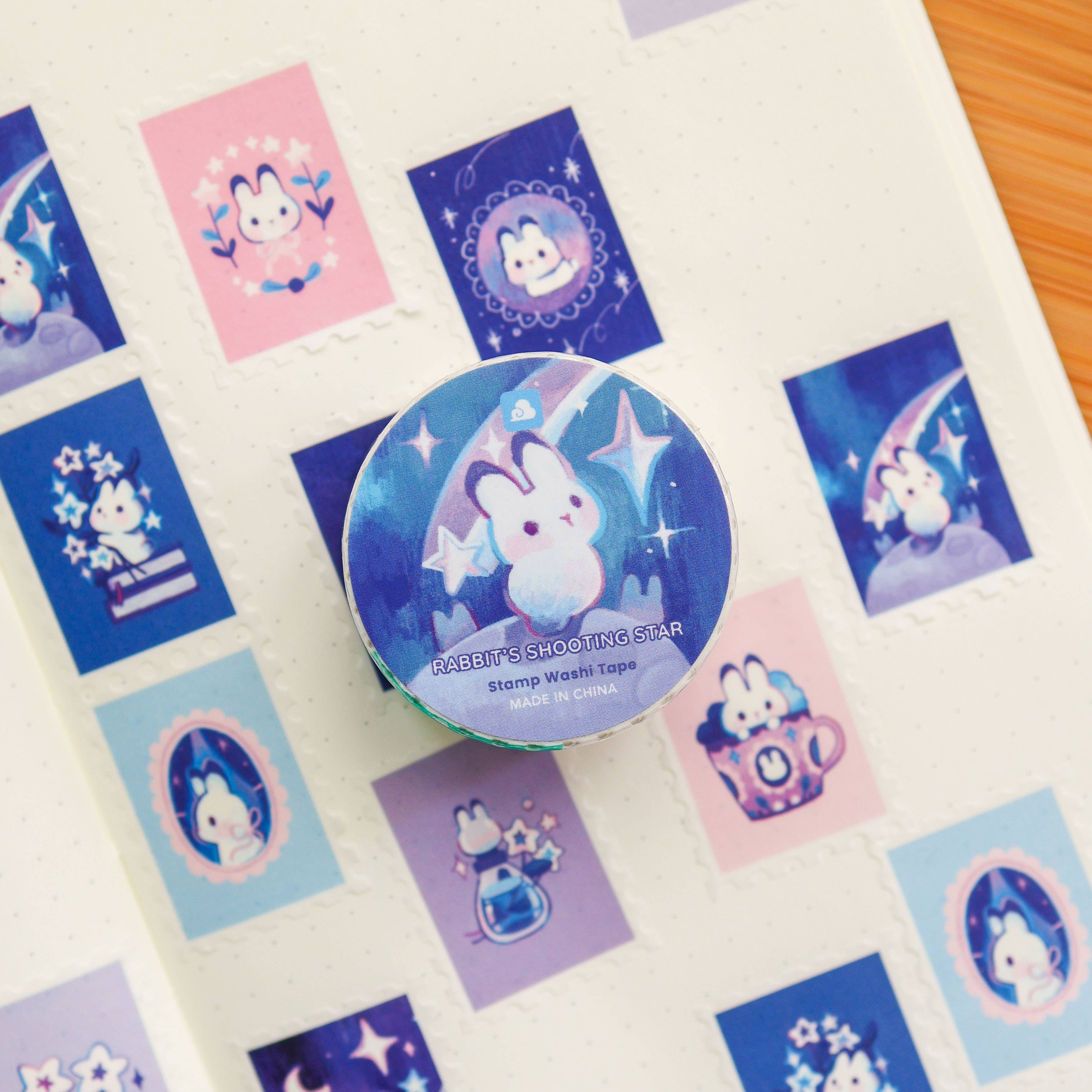 Thousand Skies Rabbit's Shooting Star Stamp Washi Tape - 25mm Animal Theme