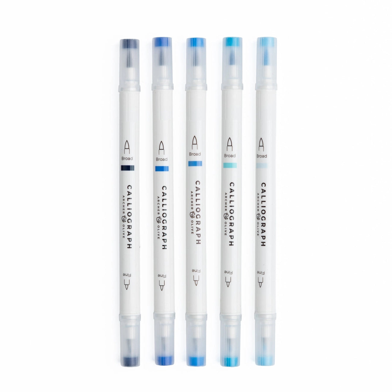 Indigo Hues Calliograph Set of 5 | Archer & Olive