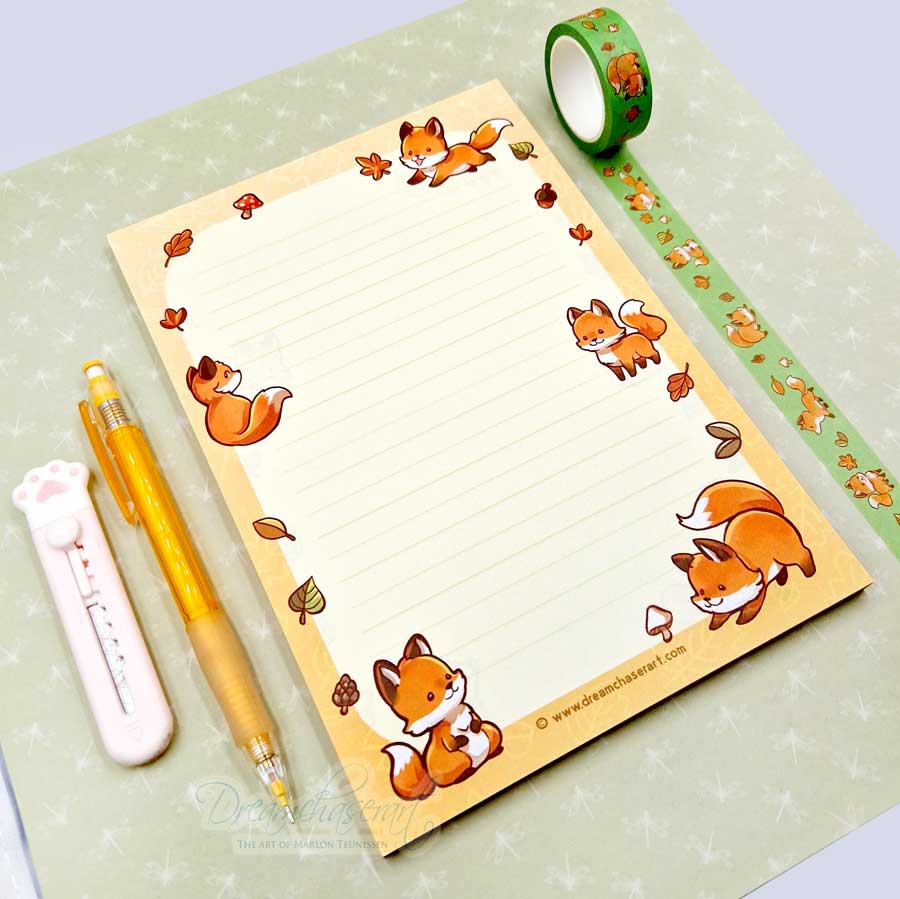 Little Fox Memo Block Double Sided – A5 Letter Paper