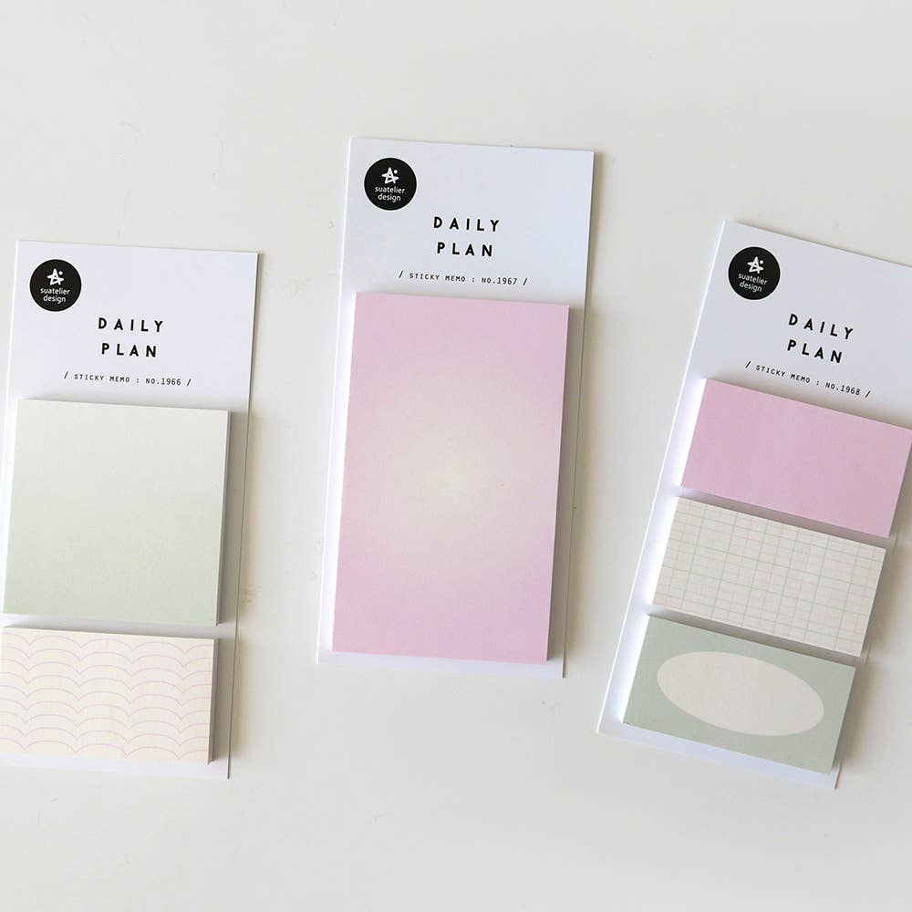 Pink and Sage 3 Pad Sticky Memo Set | Suatelier