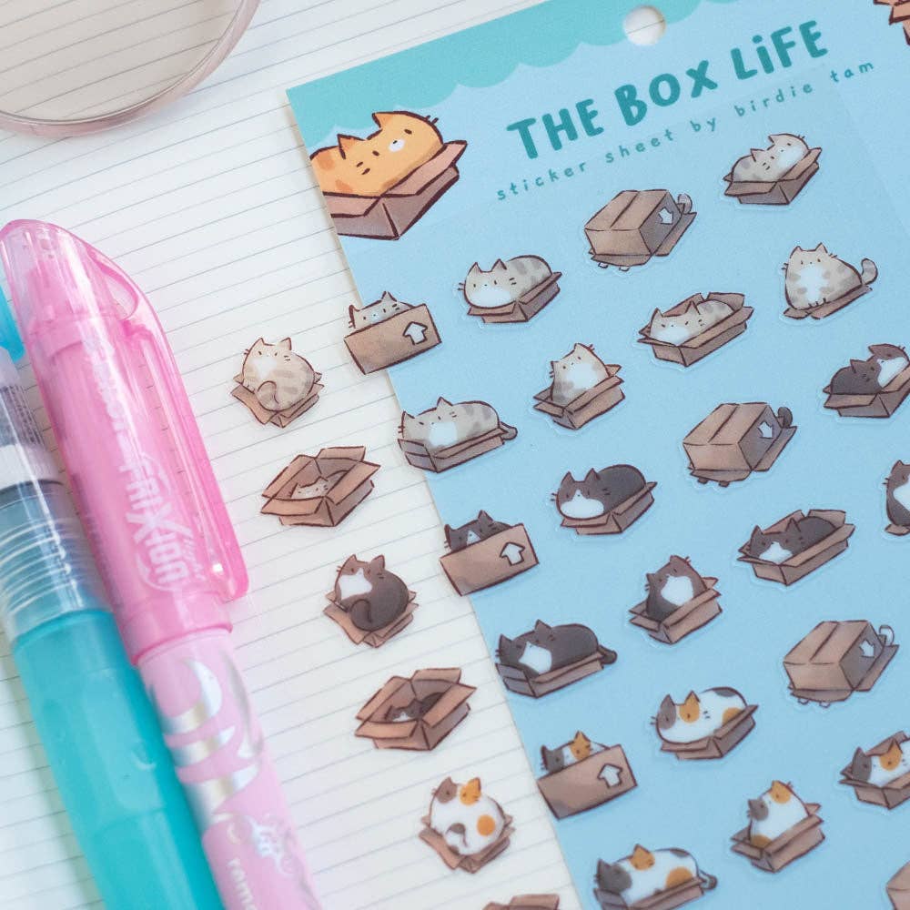 Box Life Cats Sticker Sheet | Birdie Tam