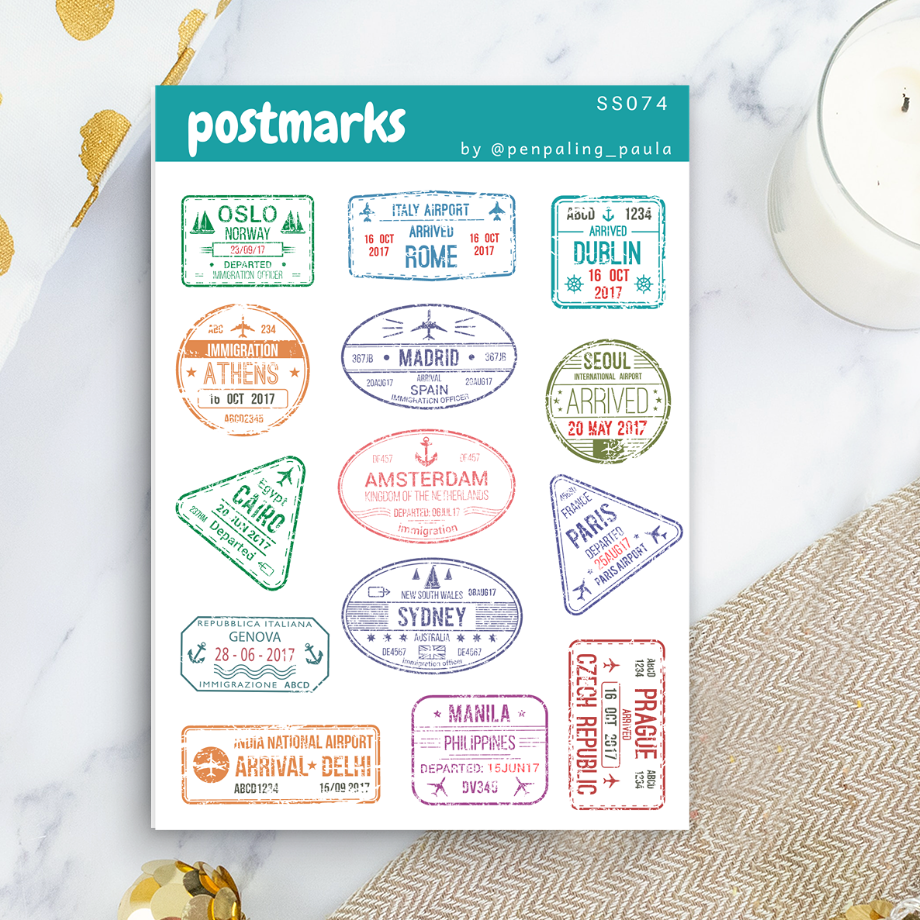 Postmarks Sticker Sheet by Penpaling Paula | Papertail Fox