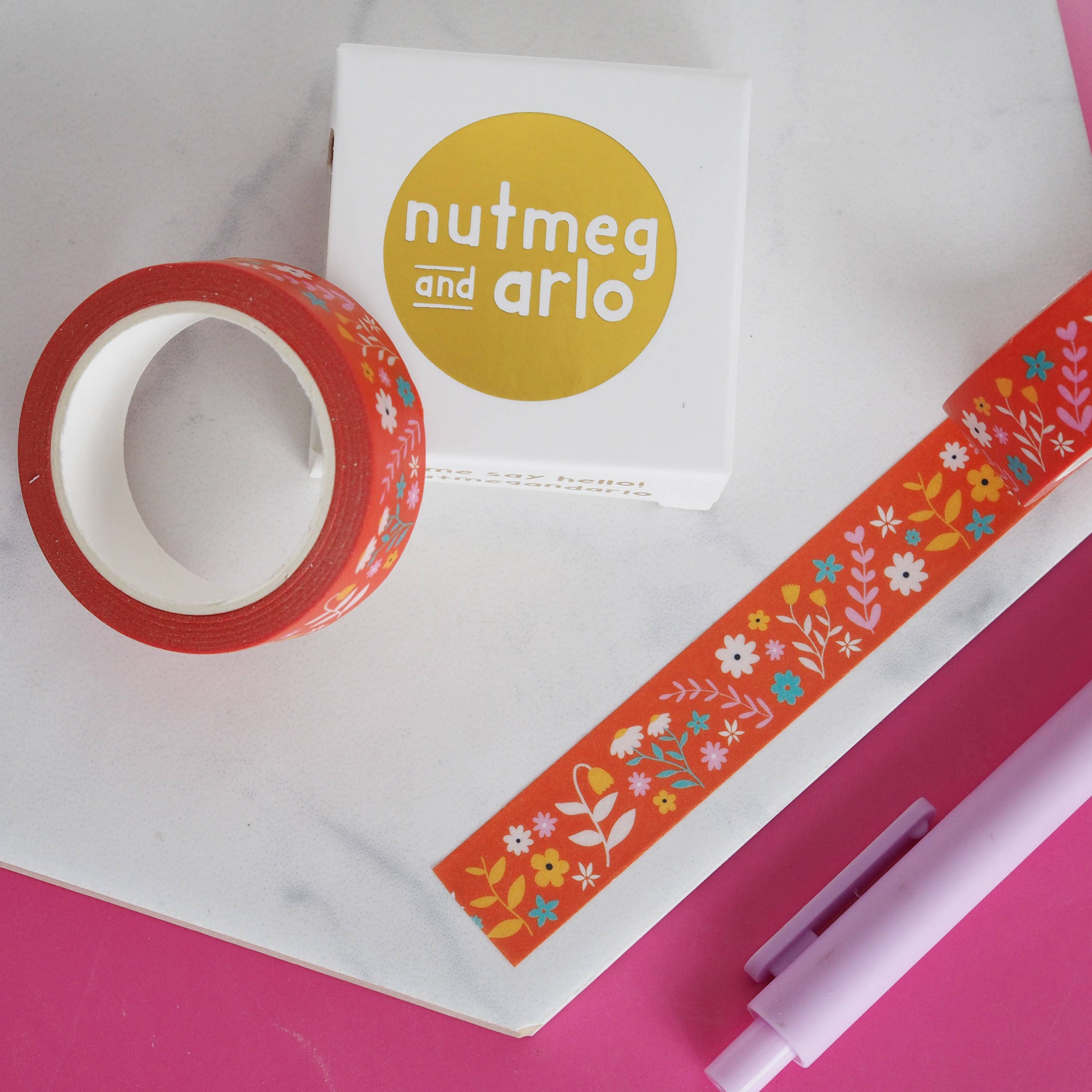 Bright Floral Flourish Washi Tape | Nutmeg and Arlo