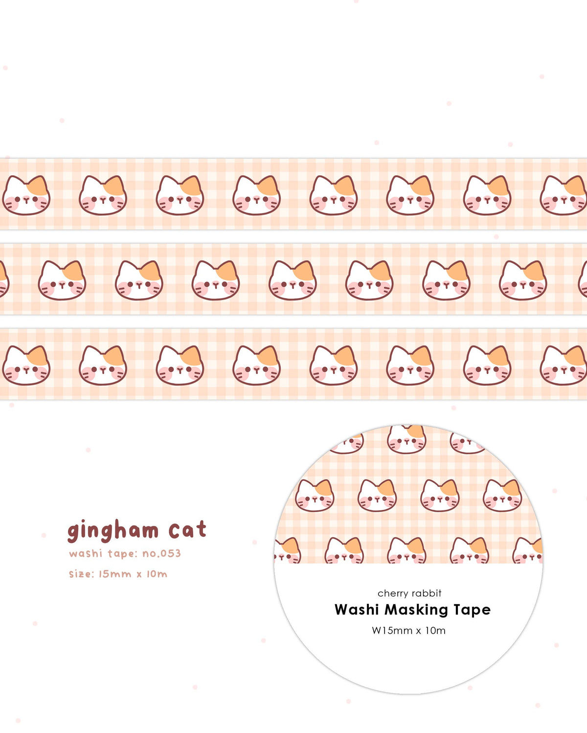 Gingham Cat Washi Tape by Cherry Rabbit | Papertail Fox