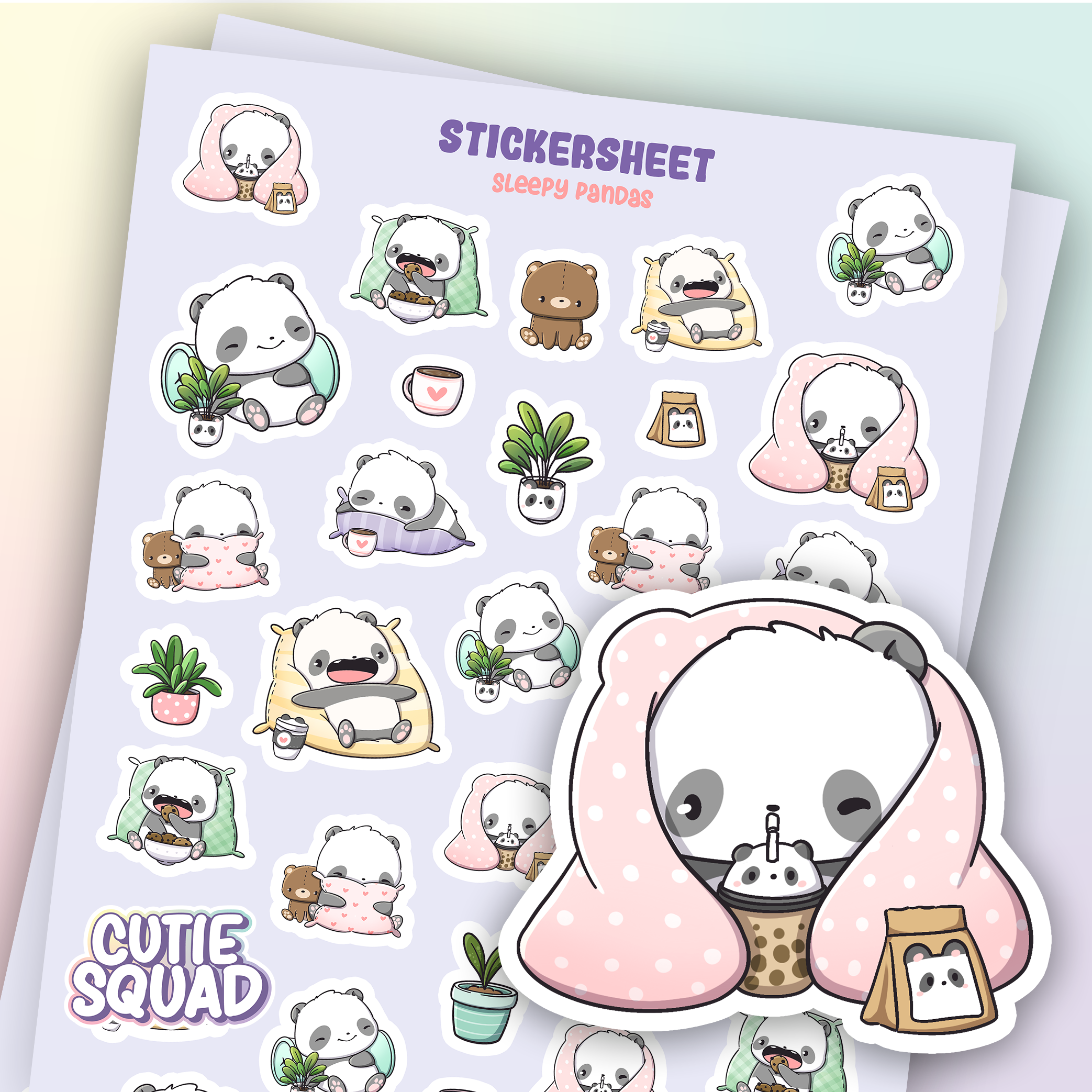 Sleepy Panda Sticker Sheet | CutieSquad | Papertail Fox