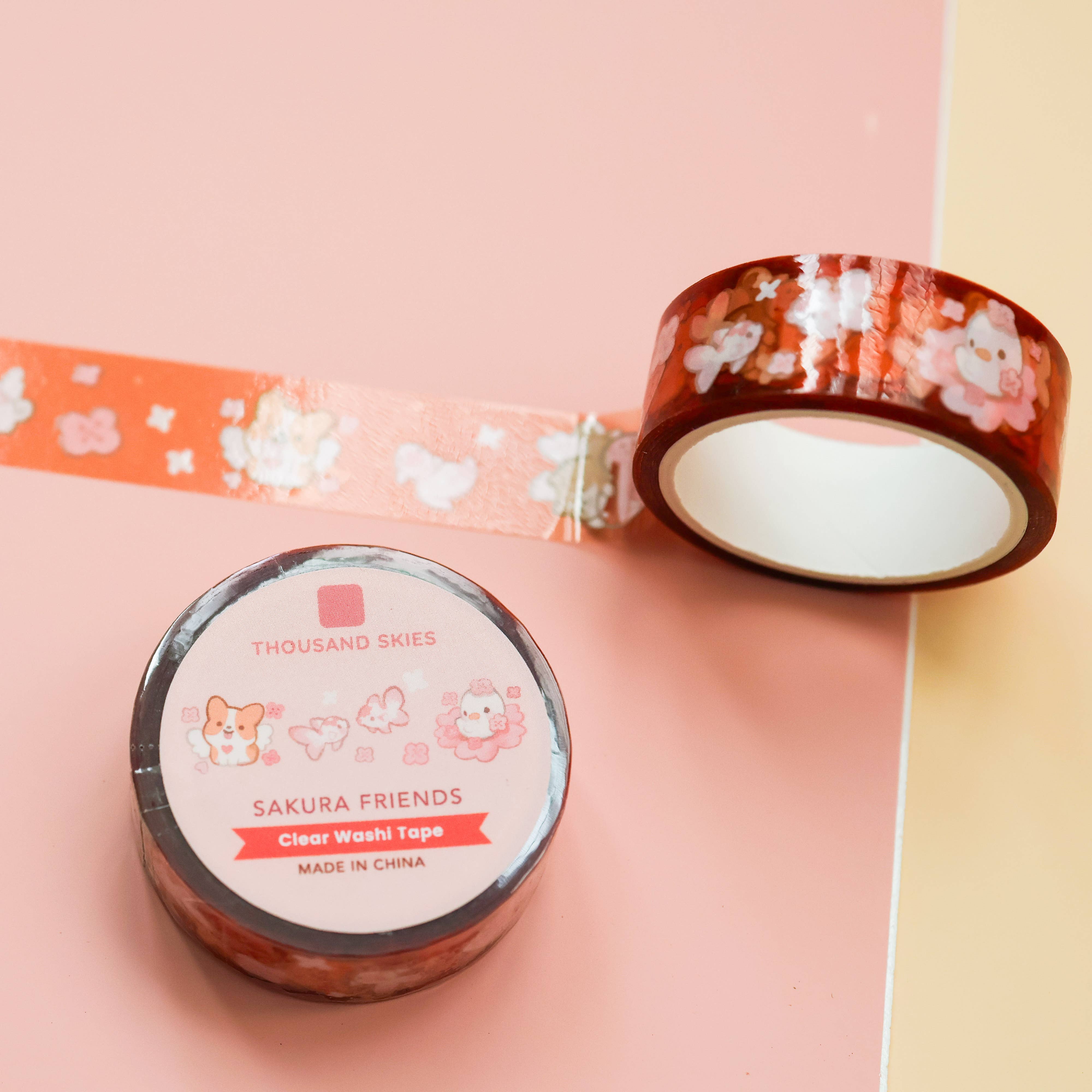 Thousand Skies PET Tape  Sakura Friends PET Tape - 15mm Glossy Finish