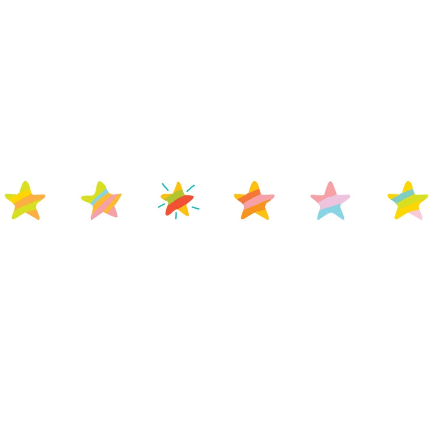 PLUS Deco Rush Tape in Stars design showing multicolor stars in yellow orange pink and blue