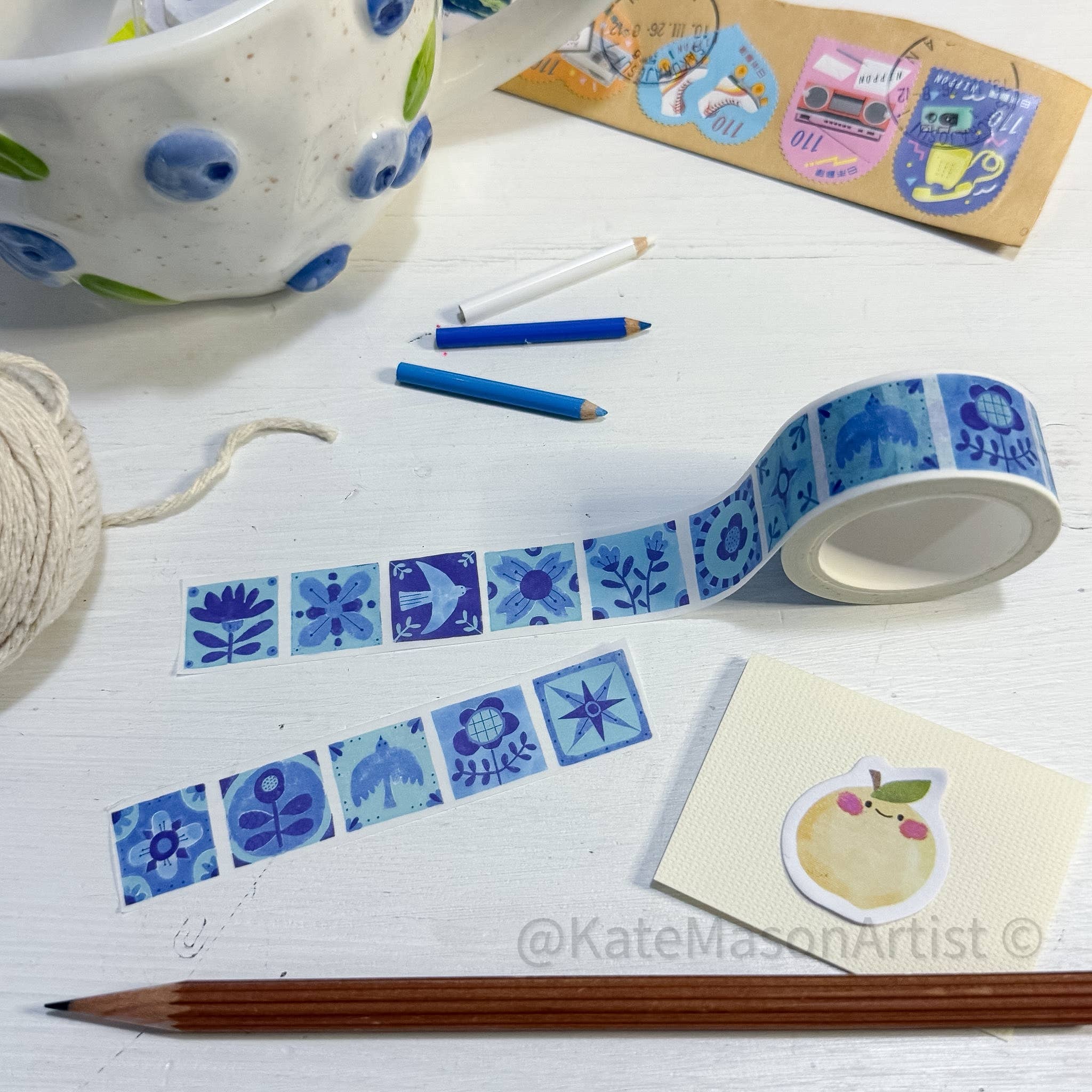 Patchwork Blues Washi Tape | Kate Mason Artist