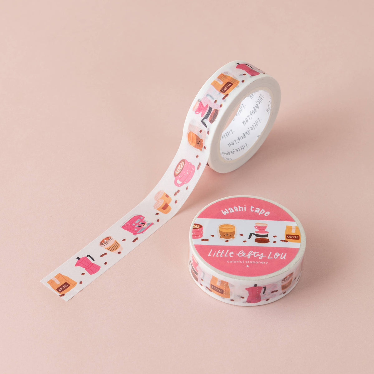 Coffee Time Pink Washi Tape by Little Lefty Lou | Papertail Fox