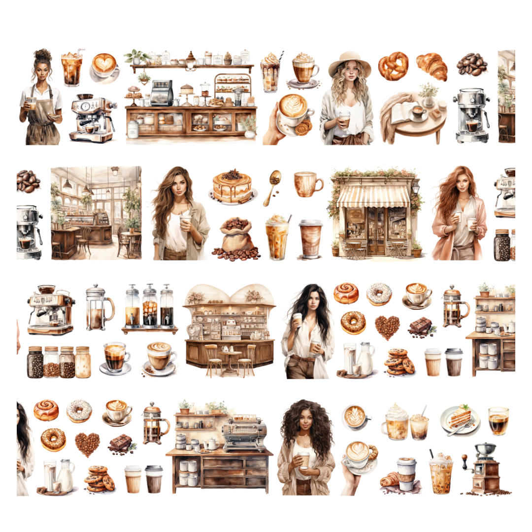 Coffee Lover Pre-Cut PET Tape | Penpaling Paula