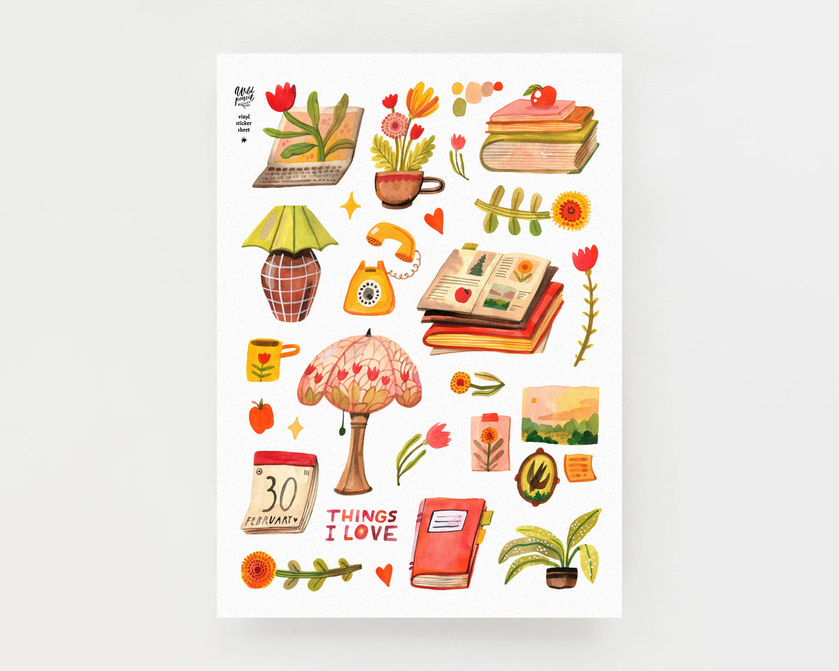 Things I Love Washi Sticker Sheet by Wild Pencil Studio | Papertail Fox