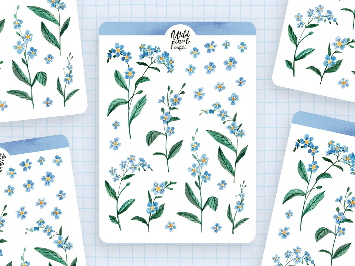 Forget-Me-Not Flowers Sticker Sheet by Wild Pencil Studio | Papertail Fox