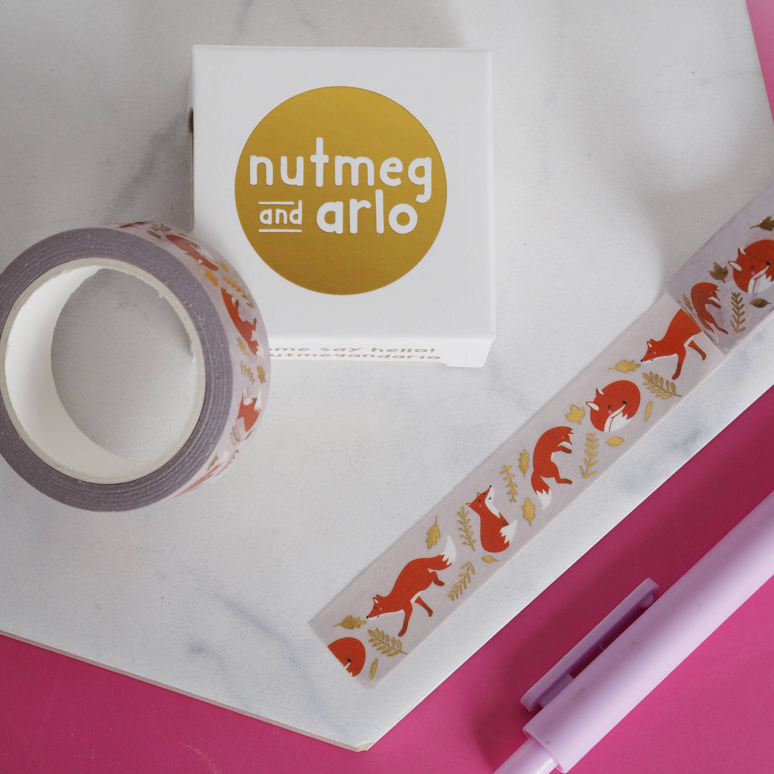 Happy Foxes Washi Tape | Nutmeg and Arlo