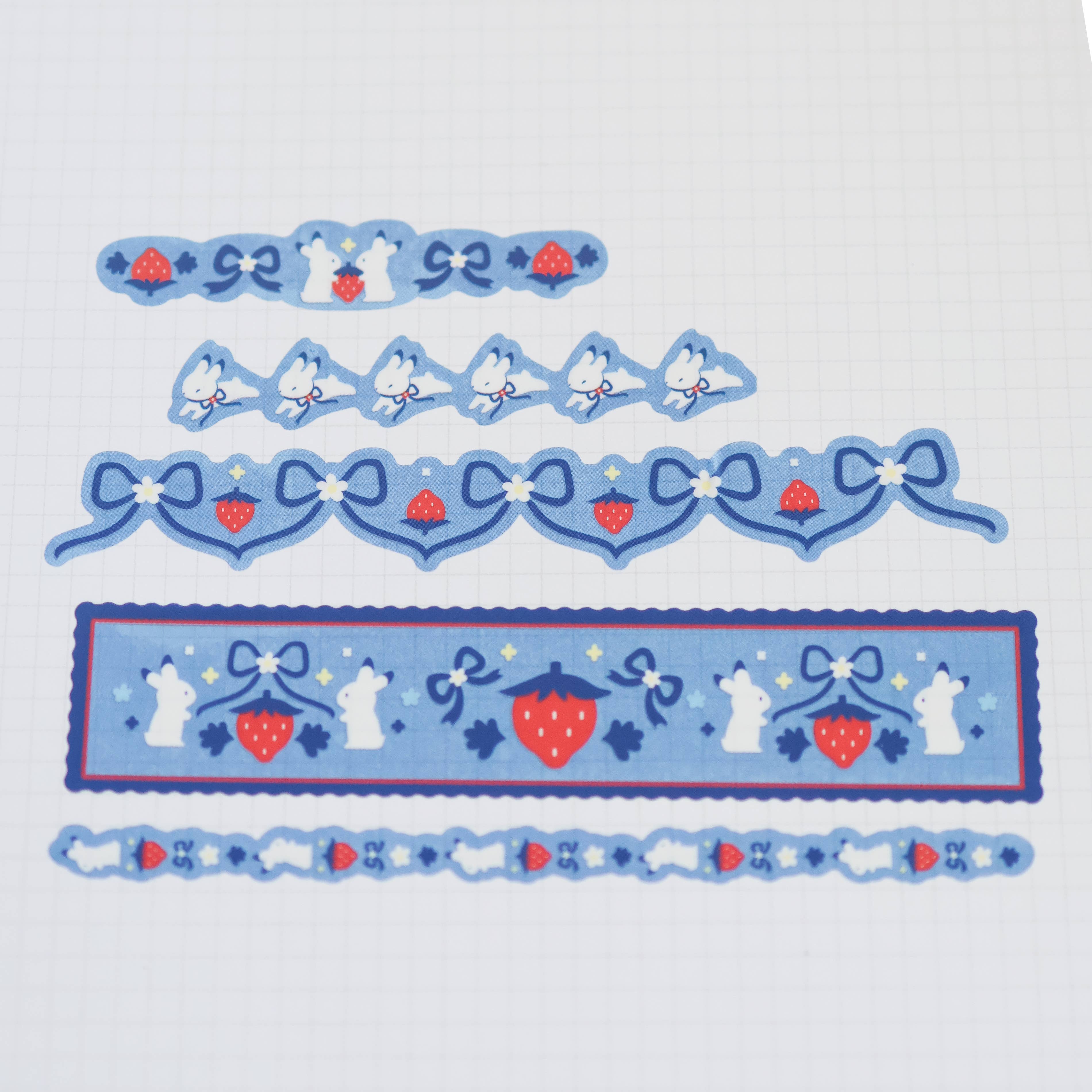 Thousand Skies Strawberry Bunnies PET Tape - 25mm Matte Finish