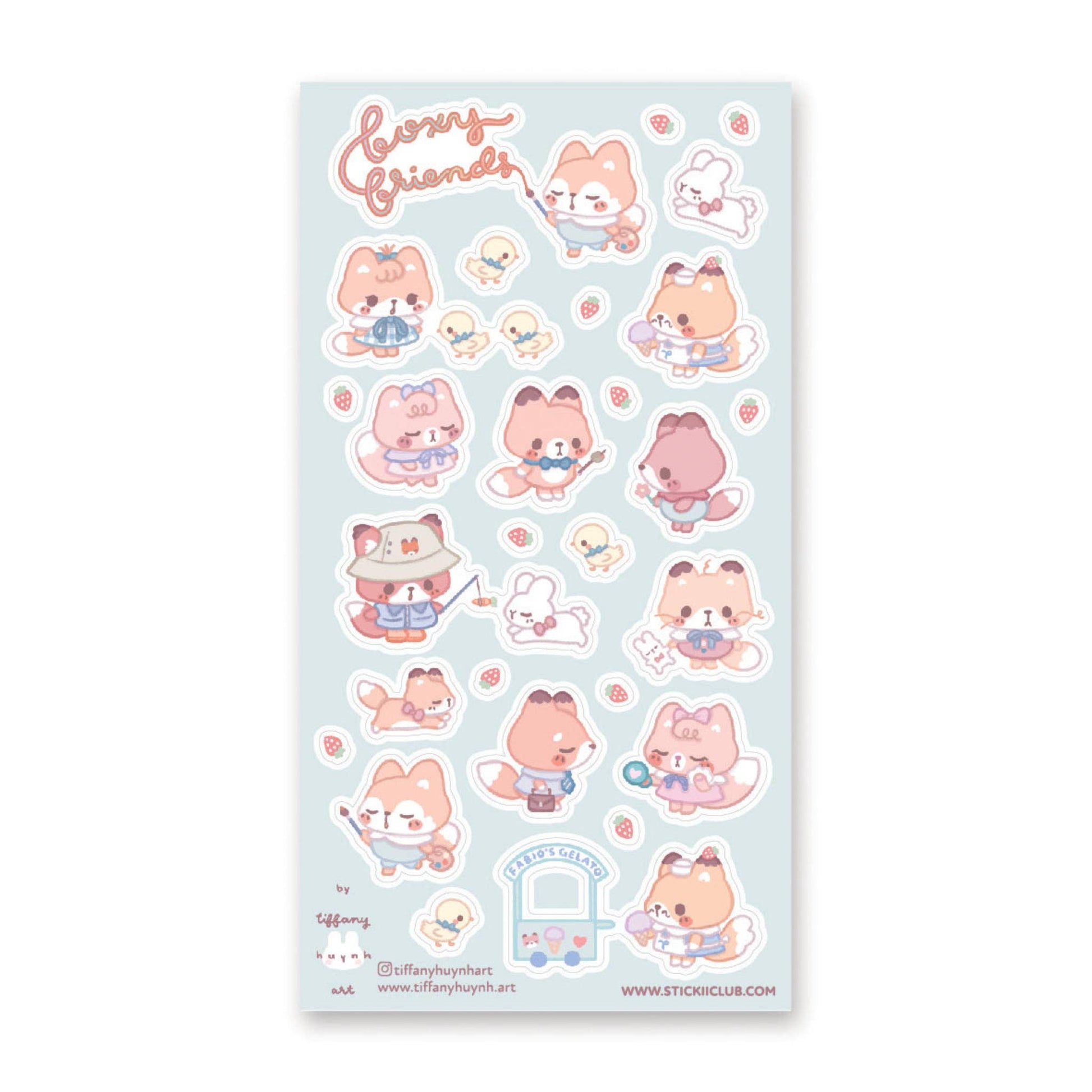 Sparkly Foxy Friends Sticker Sheet by Stickii | Papertail Fox