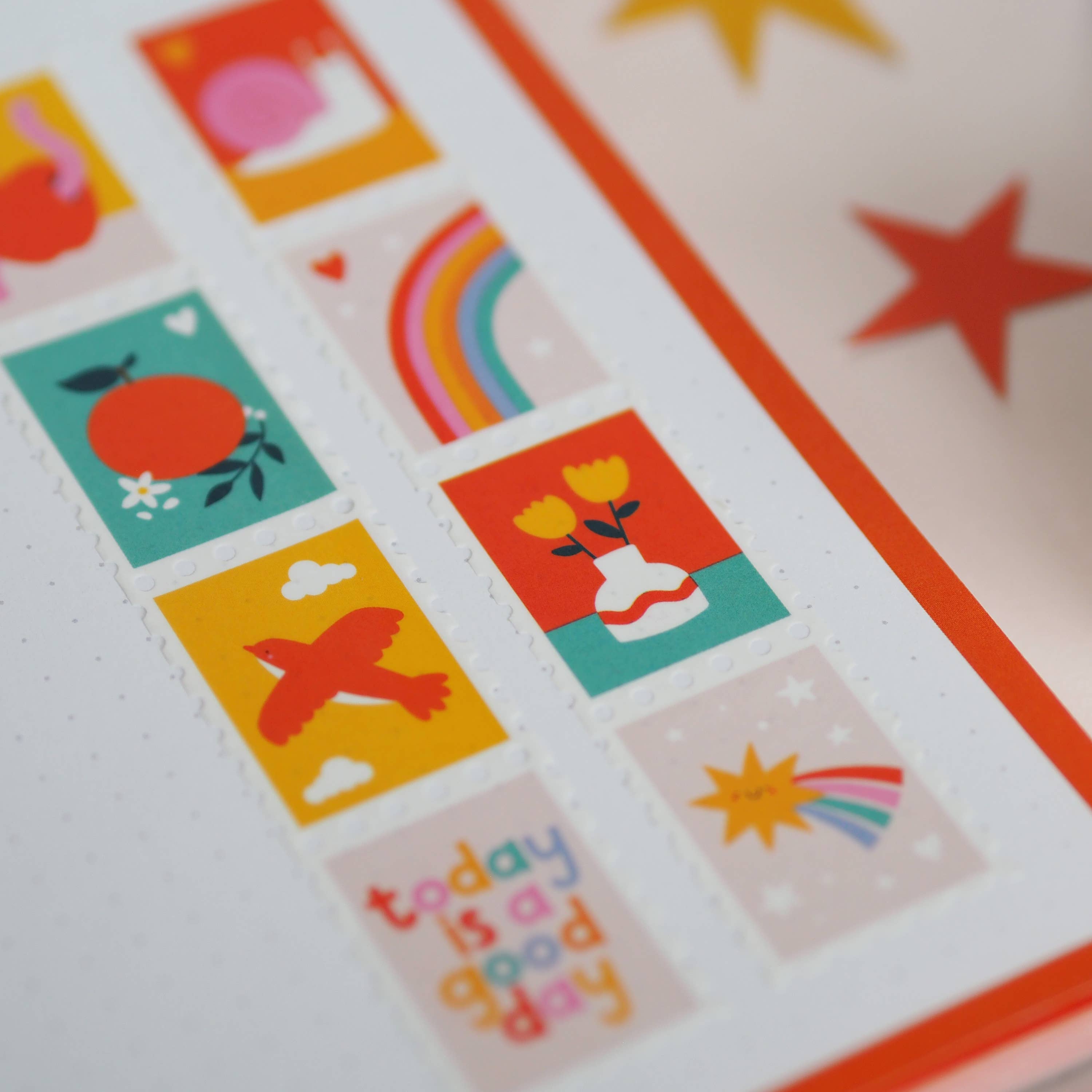 Cute Vibrant Postage Stamp Washi Tape | Nutmeg and Arlo