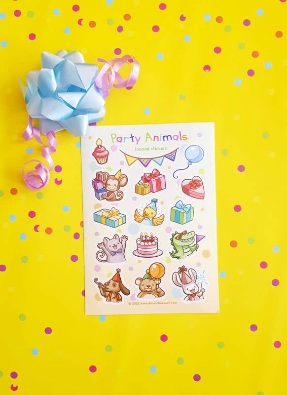 Cute party animals Sticker sheet