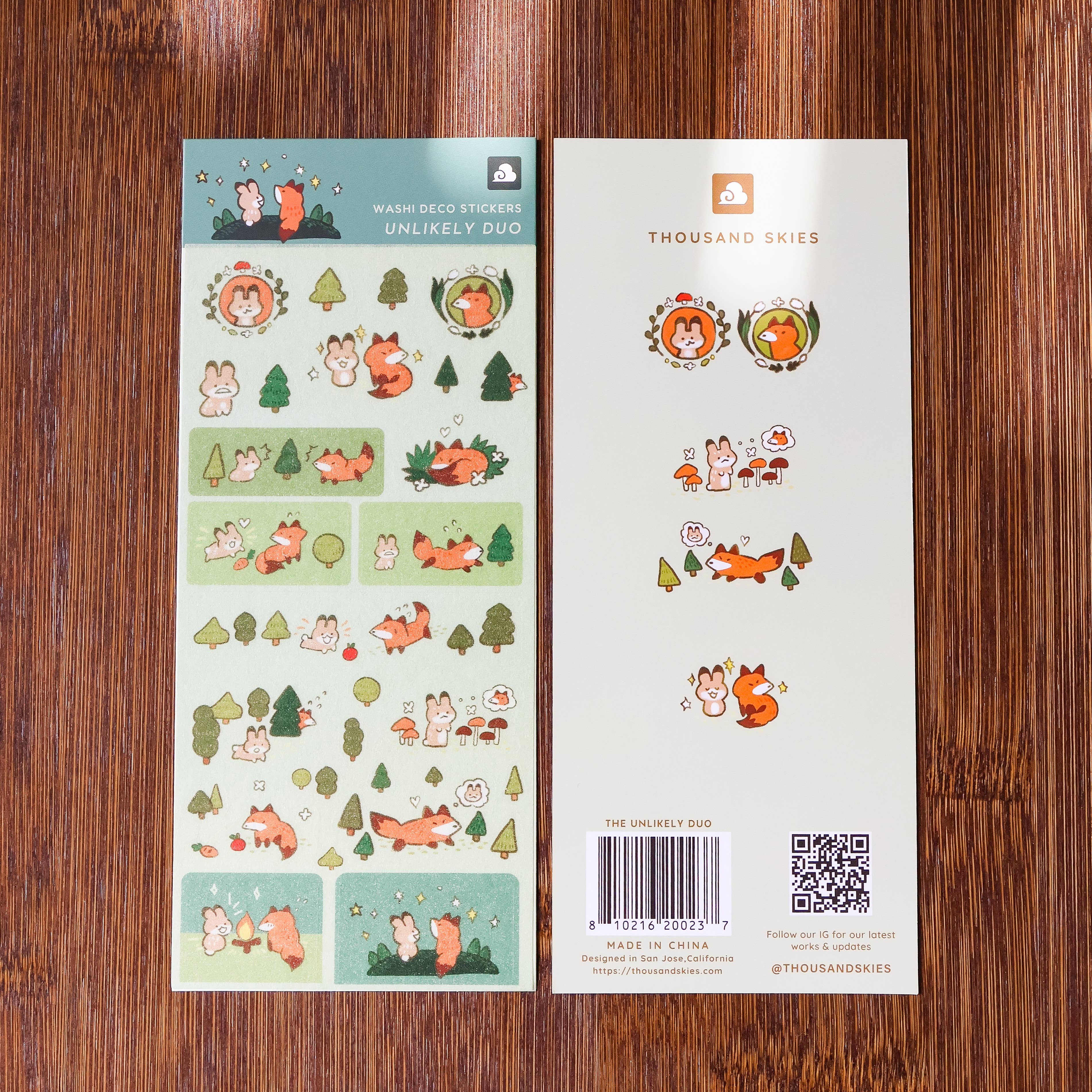 Unlikely Duo Washi Sticker Sheet by Thousand Skies | Papertail Fox