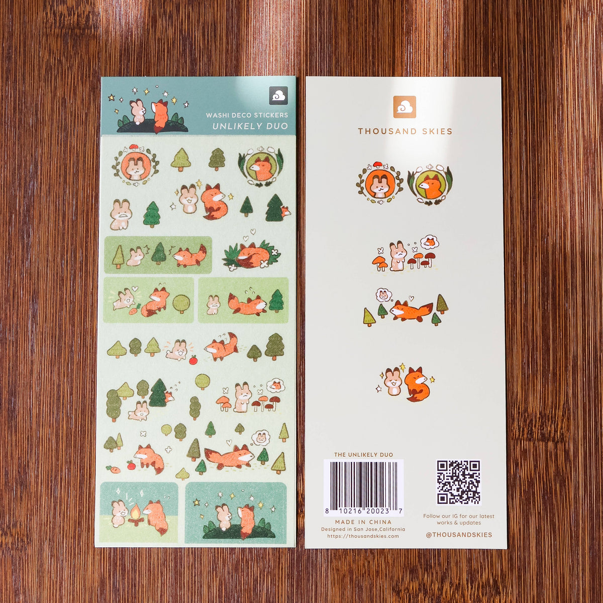 Unlikely Duo Washi Sticker Sheet | Thousand Skies