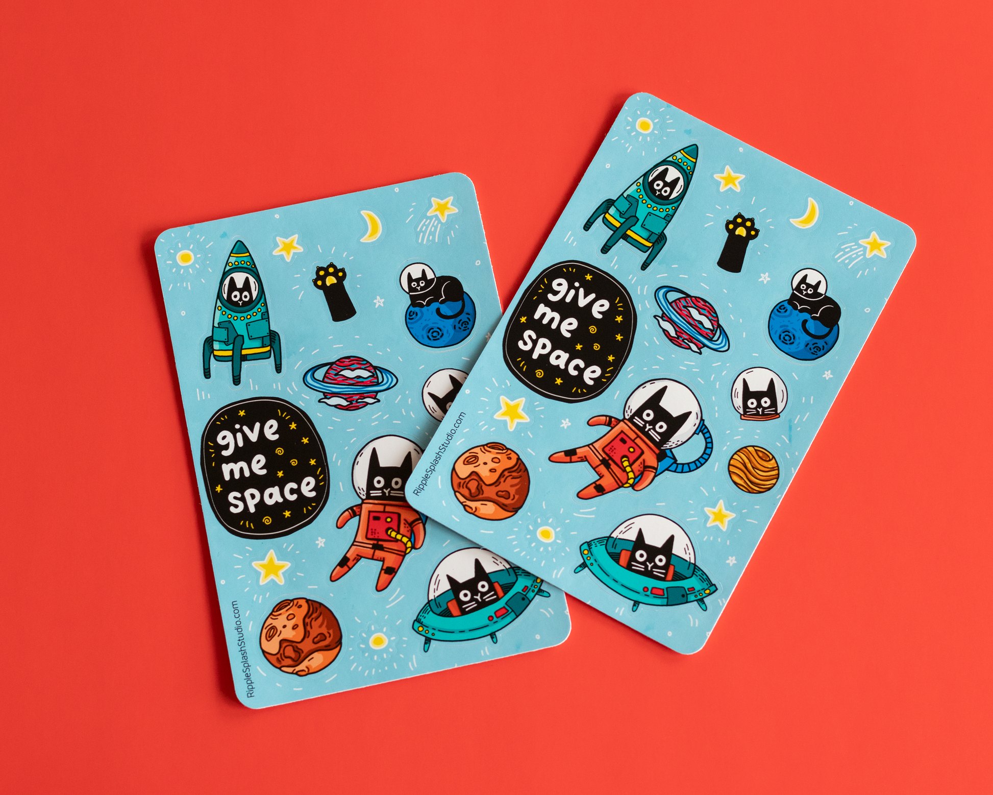 Space Cat Sticker Sheet by RippleSplash Studio | Papertail Fox