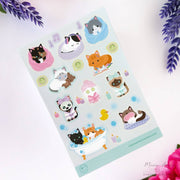 Self Care Cats Vinyl Sticker Sheet by Meow Amor Creative | Papertail Fox