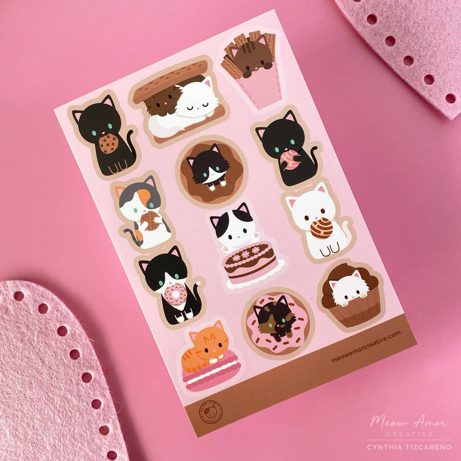 Sweet Cats Vinyl Sticker Sheet by Meow Amor Creative | Papertail Fox