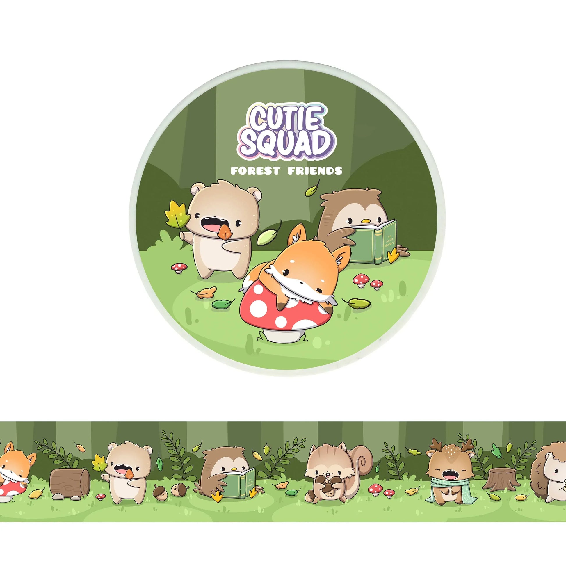 CutieSquad Forest Friends washi tape featuring woodland animals like foxes bunnies and hedgehogs
