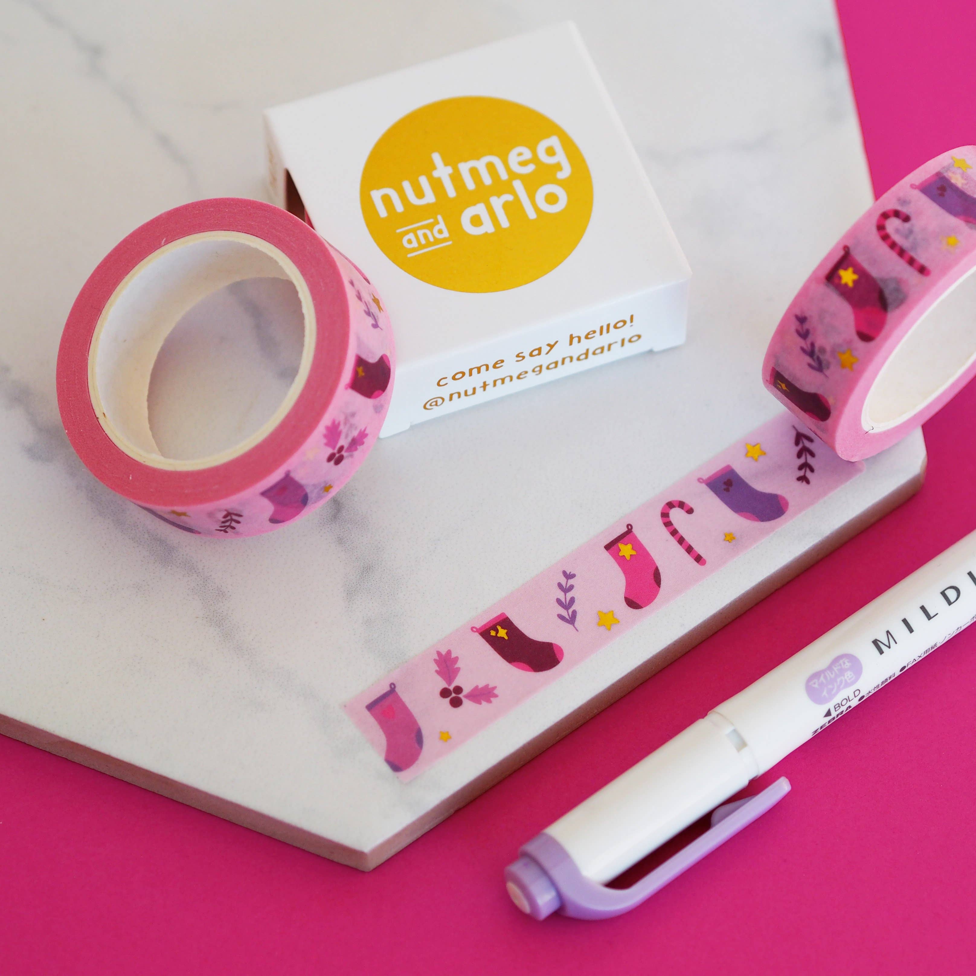 Christmas Stockings Gold Foil Washi Tape | Nutmeg and Arlo