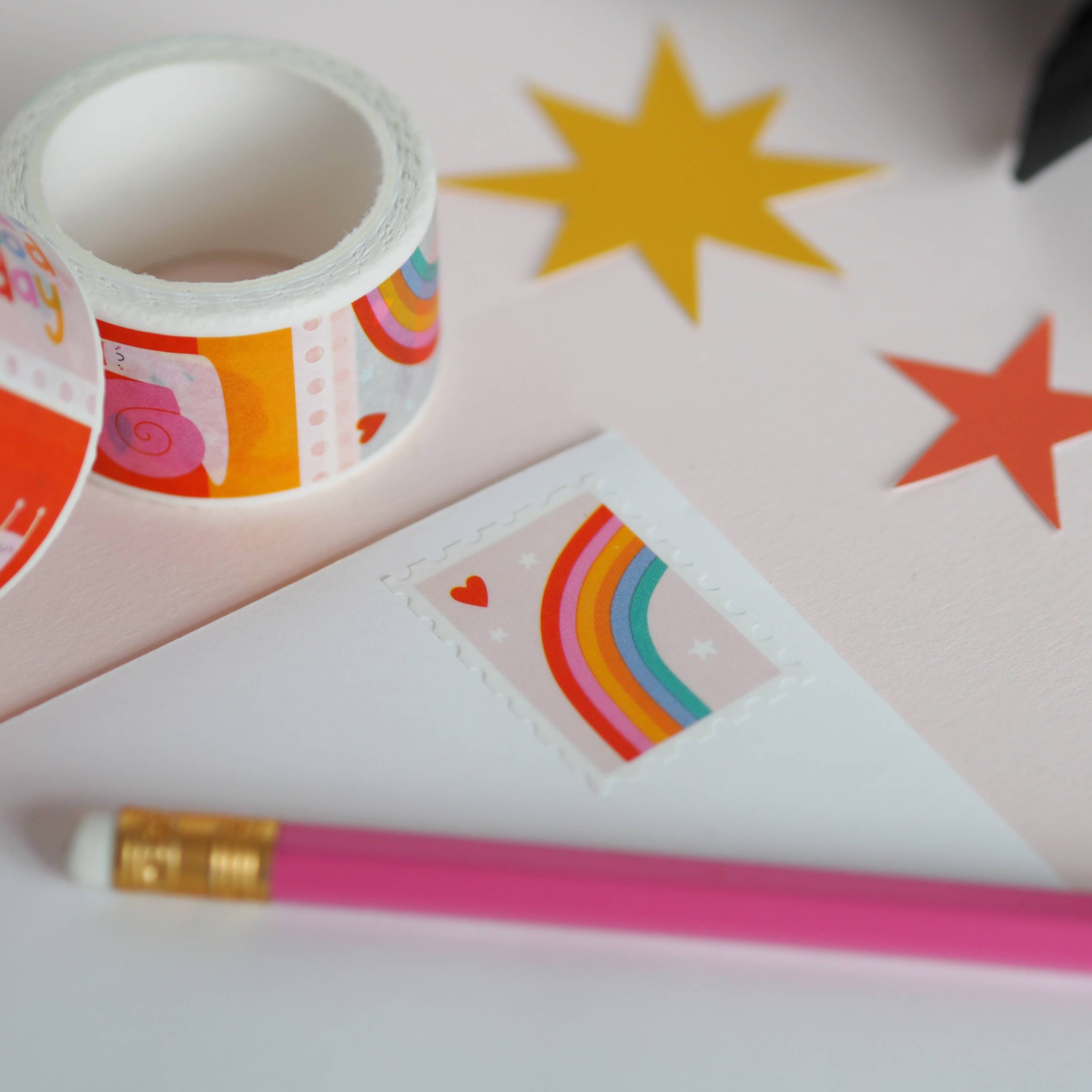 Cute Vibrant Postage Stamp Washi Tape | Nutmeg and Arlo