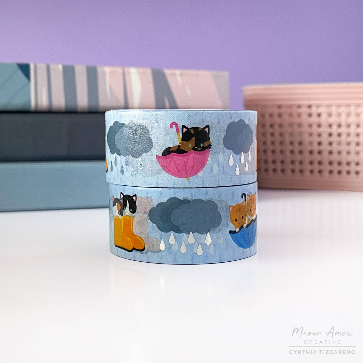Rainy Day Cats Holo Foil Washi Tape | Meow Amor Creative