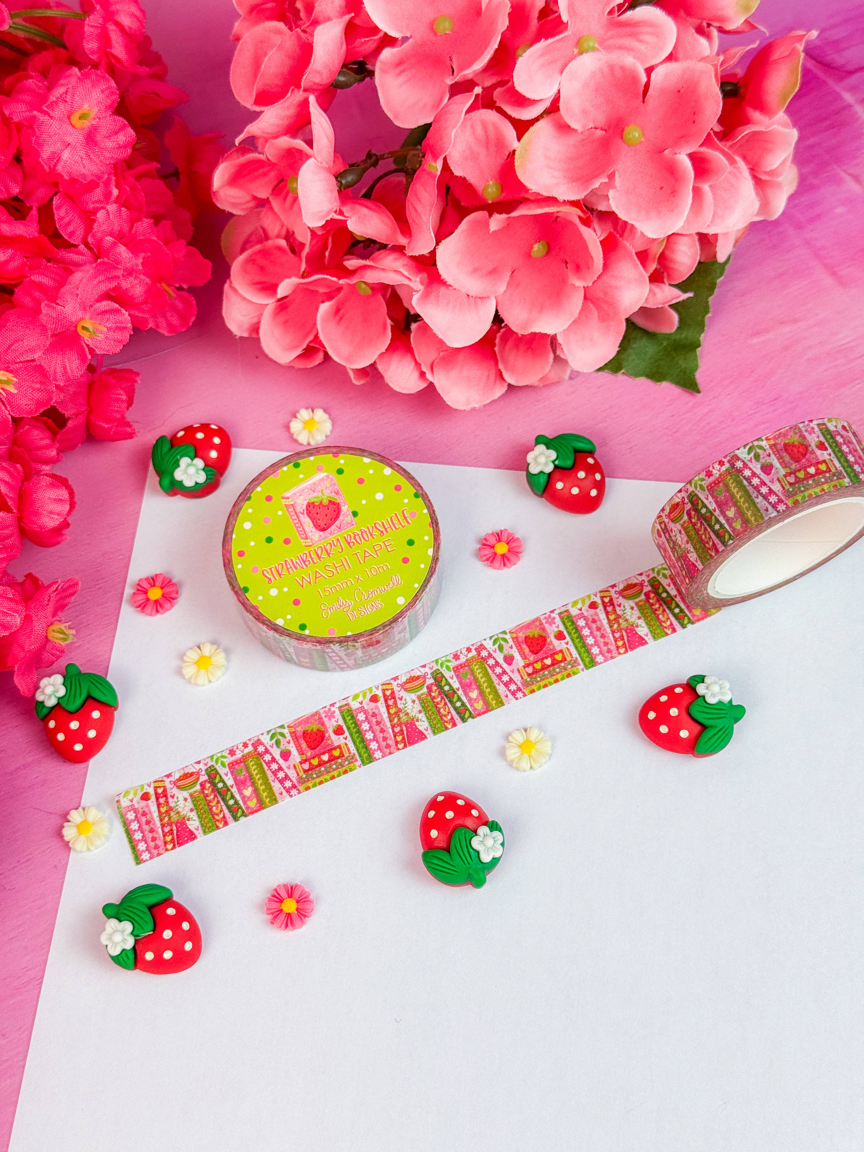 Strawberry Bookshelf Washi Tape | Emily Cromwell Designs