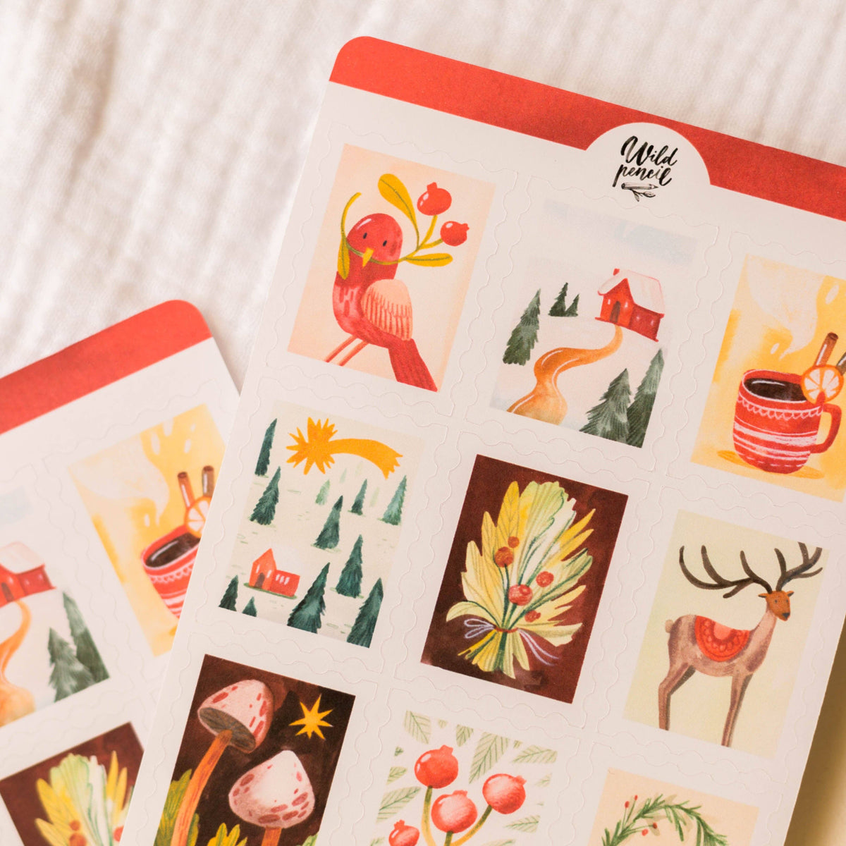 Christmas Stamps Sticker Sheet | Wild Pencil Studio