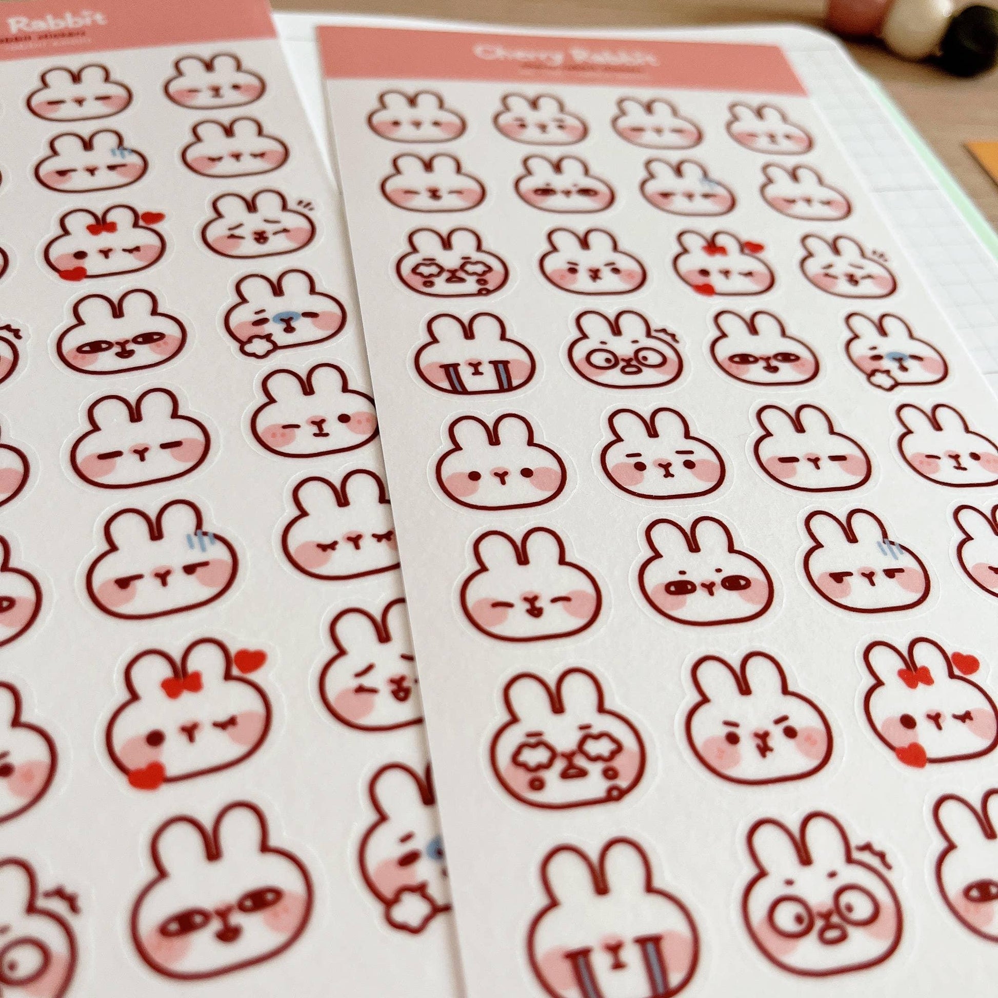 Rabbit Emojis Sticker Sheet no.100 - Papertail Fox