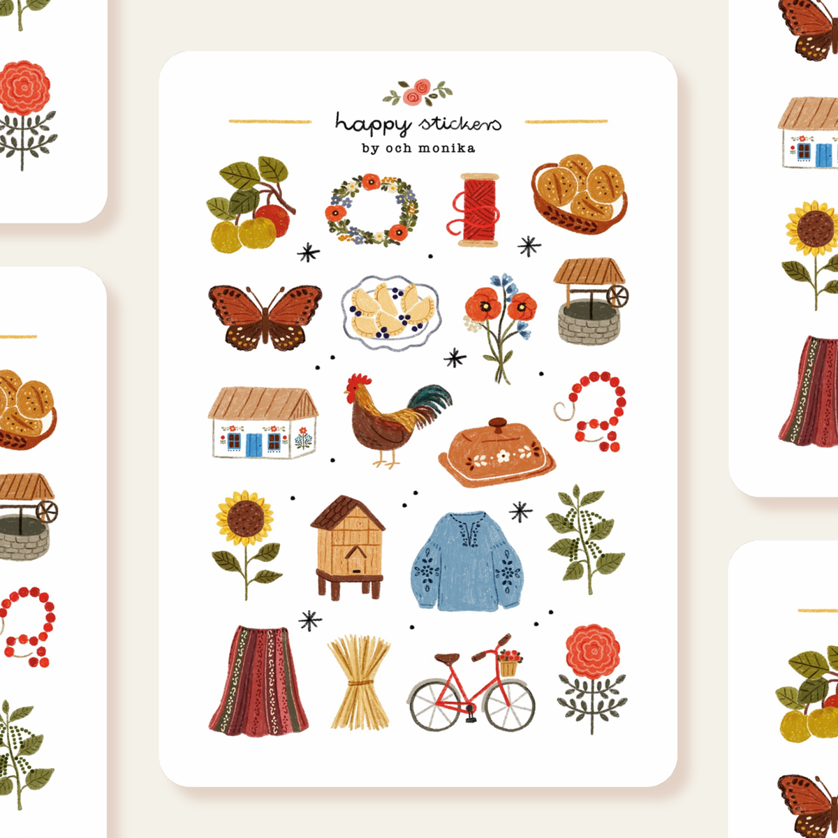 Folk Cottage Sticker Sheet by Och Monika | Papertail Fox