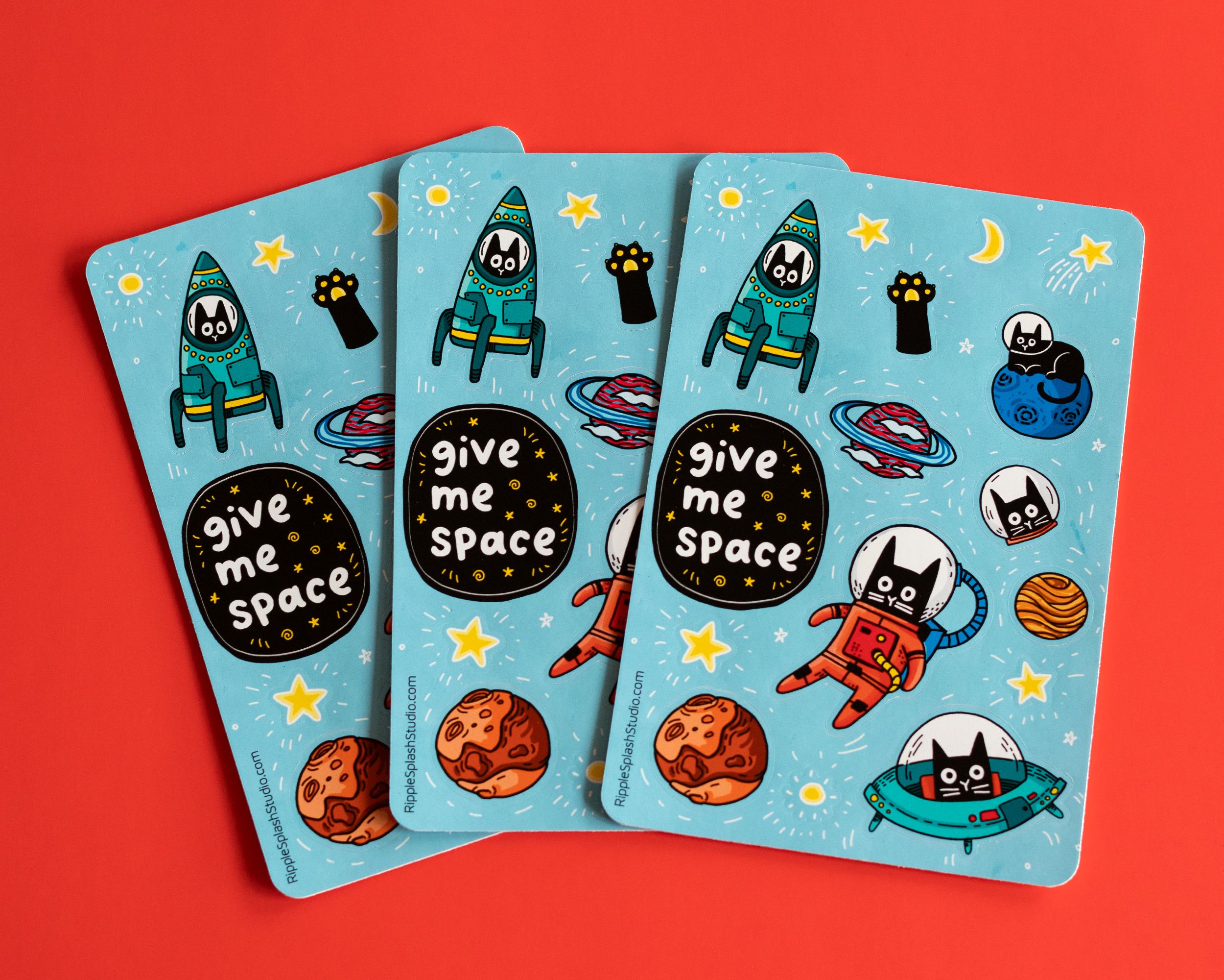 Space Cat Sticker Sheet | RippleSplash Studio