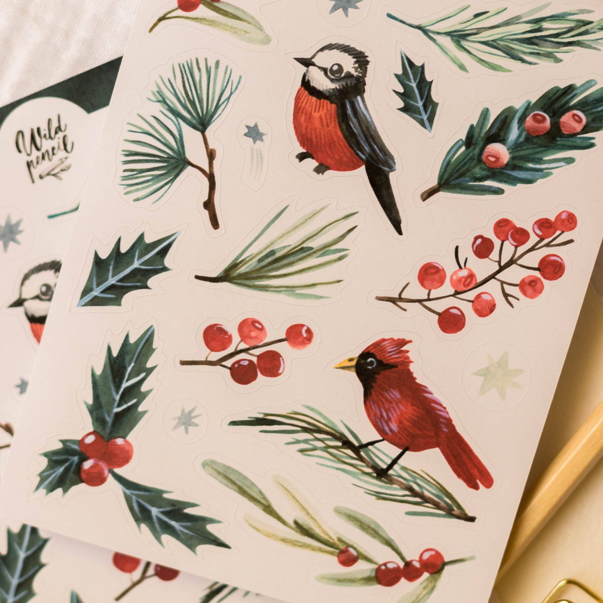 Christmas Flora Sticker Sheet | Wild Pencil Studio