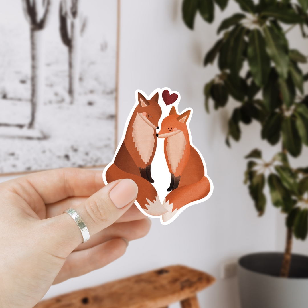 Foxes in Love Vinyl Sticker | Tilda & Theo