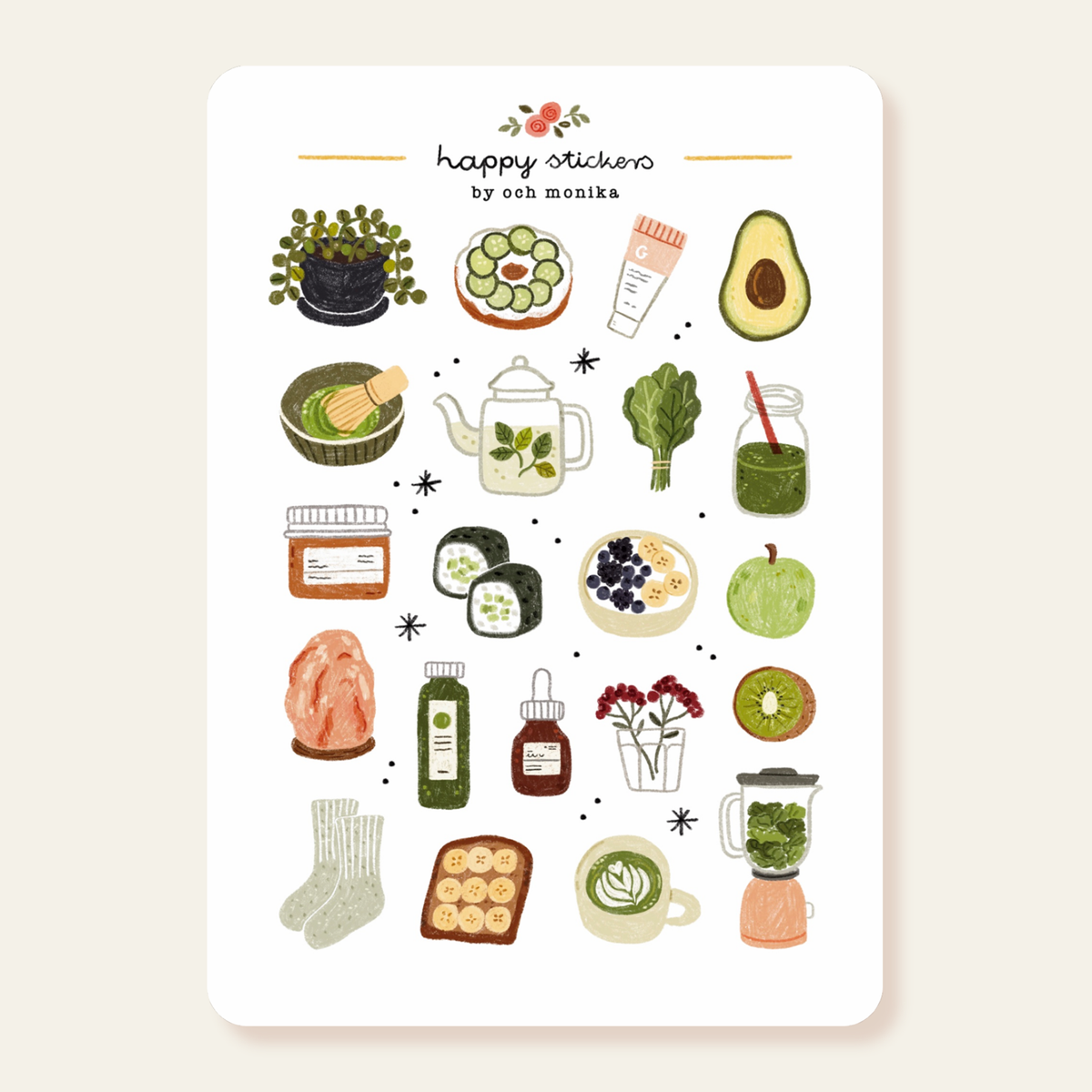 Fresh Green Sticker Sheet | Och Monika