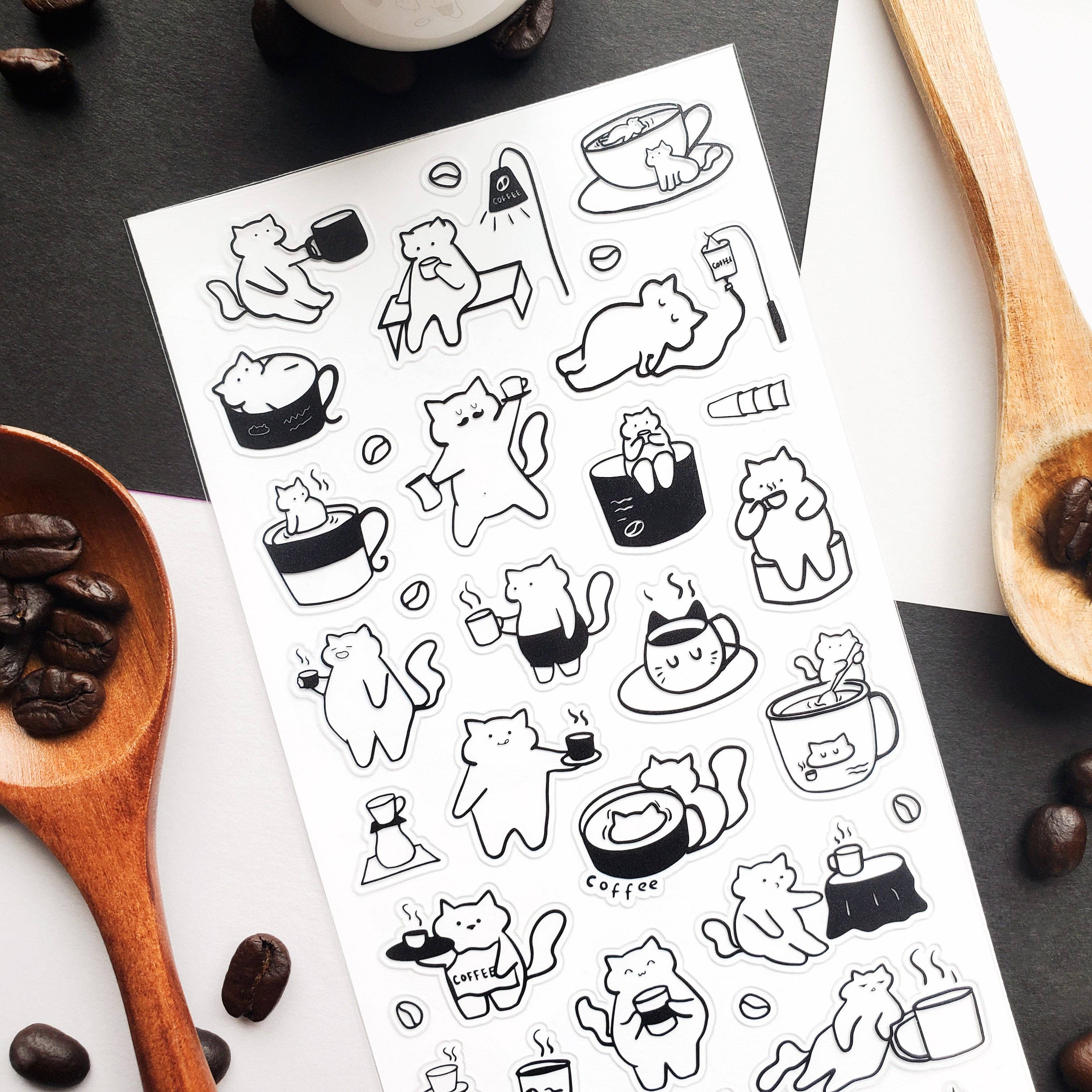 Caffeine Cats 2 Sticker Sheet | Stickii