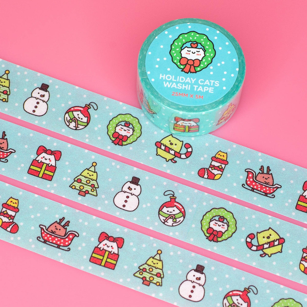 Holiday Cats Glitter Washi Tape | Robot Dance Battle - Papertail Fox