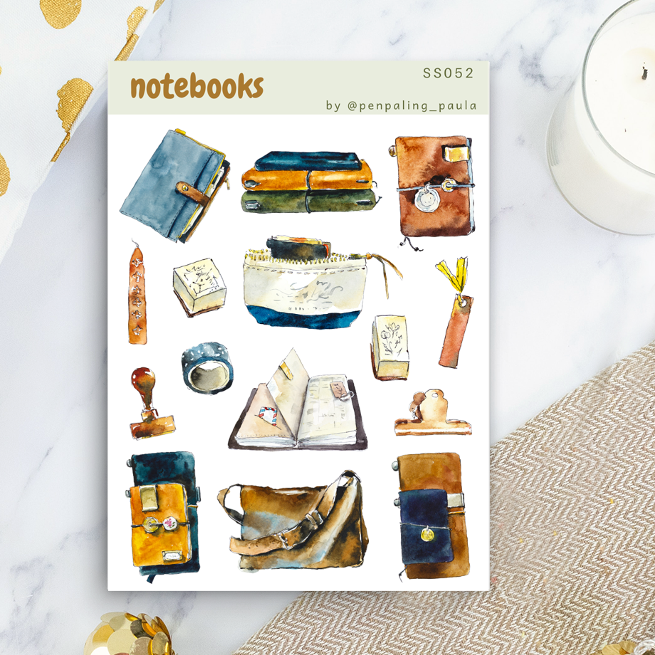 Notebooks Sticker Sheet by Penpaling Paula | Papertail Fox