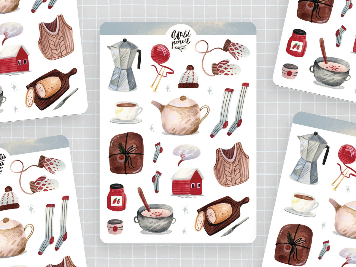 Cozy Winter Day Sticker Sheet by Wild Pencil Studio | Papertail Fox