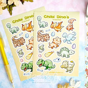 Chibi Dino's Sticker Sheet | Dreamchaserart - Papertail Fox