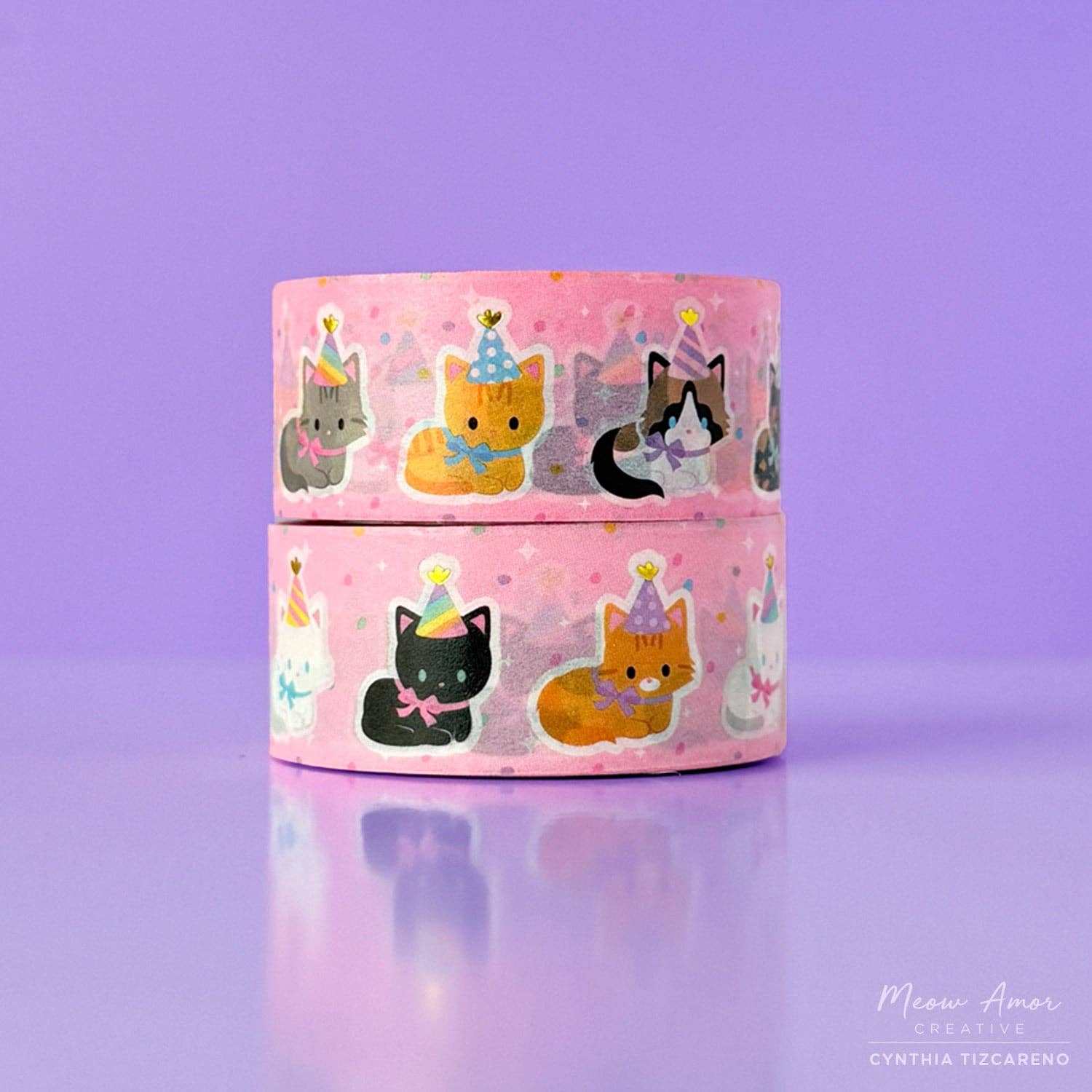 Party Cats Gold Foil Washi Tape by Meow Amor Creative | Papertail Fox