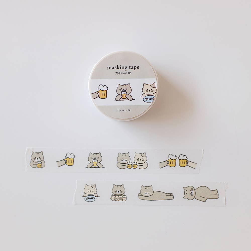 Beer Cat Washi Tape by Suatelier