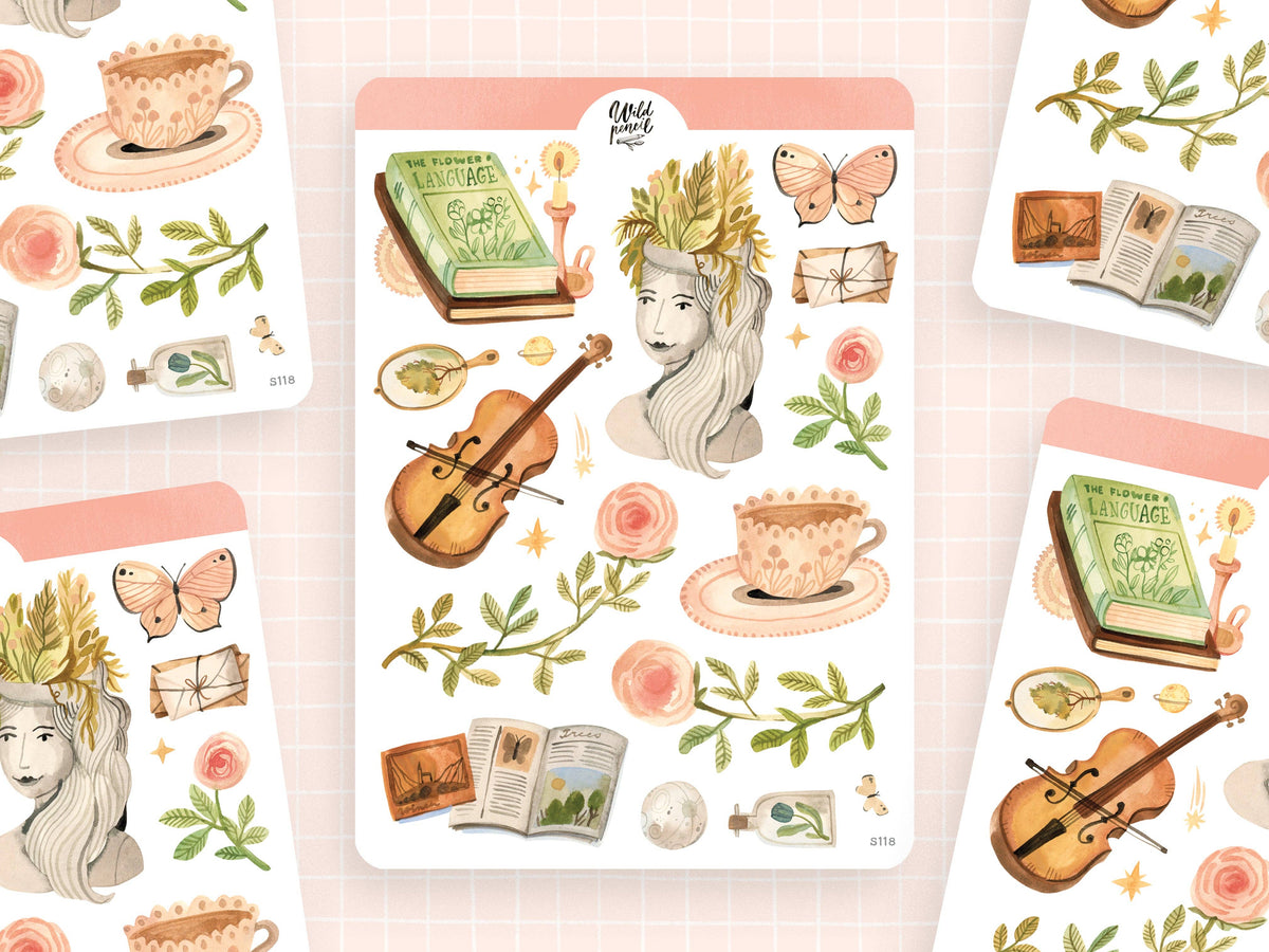 Light Academia Sticker Sheet by Wild Pencil Studio | Papertail Fox