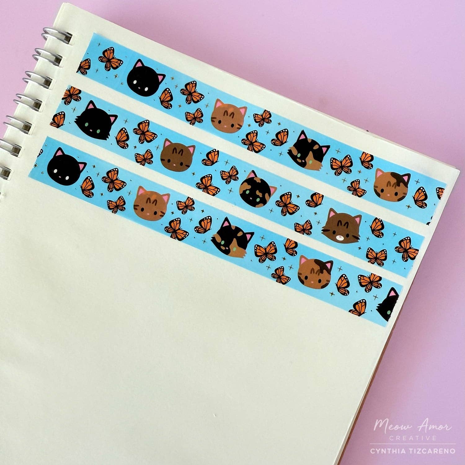 Monarch Butterflies Cats Gold Foil Washi Tape