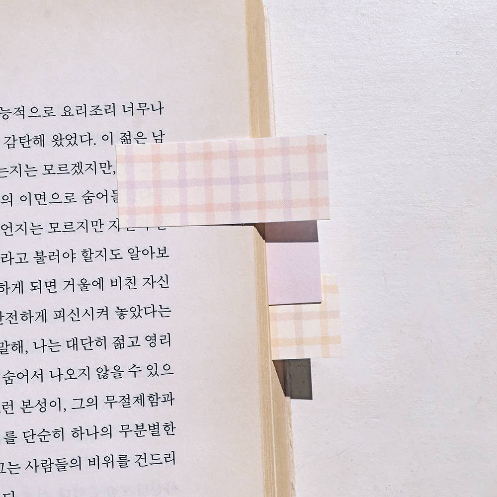 Peach Plaid 4 Pad Sticky Memo Set | Suatelier