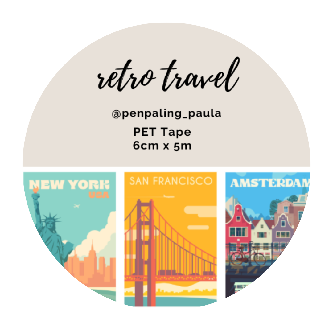 Retro Travel Pre-Cut PET Tape | Penpaling Paula - Papertail Fox